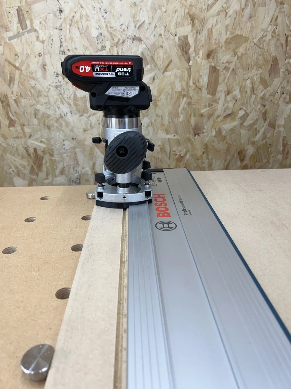 Trend T18S R14K1 18v Plunge Router Guide Rail Adaptor to Bosch Plunge saw track