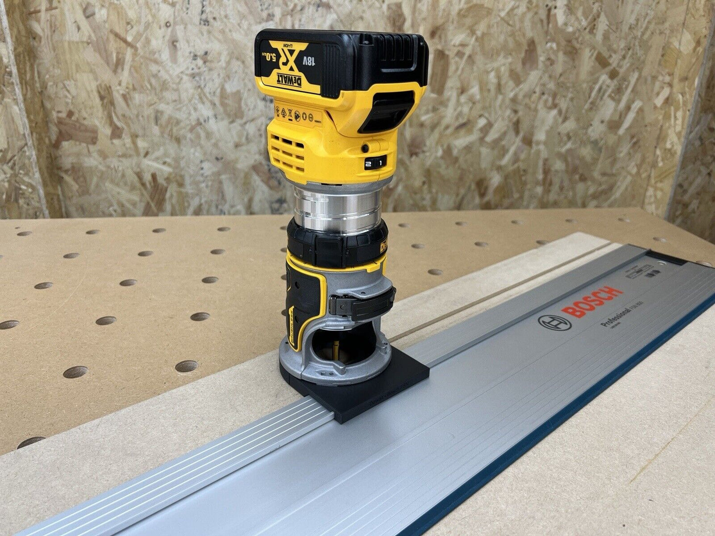 Dewalt Cordless Router Trimmer Base Guide Rail Adapter to Bosch Plunge Saw Track