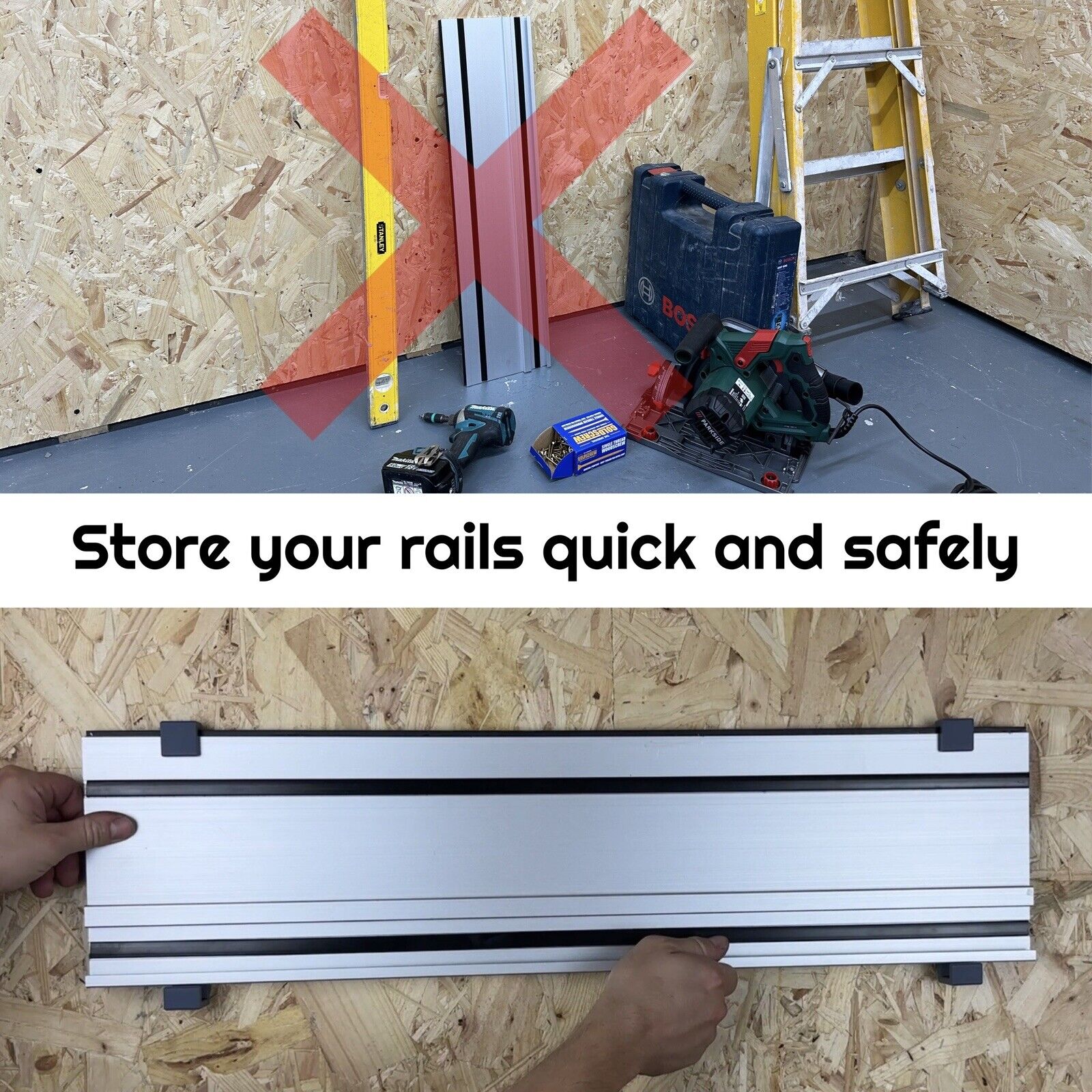 Quickmount Wall Brackets for Parkside Plunge Saw Guide Rail Track (1 P ...