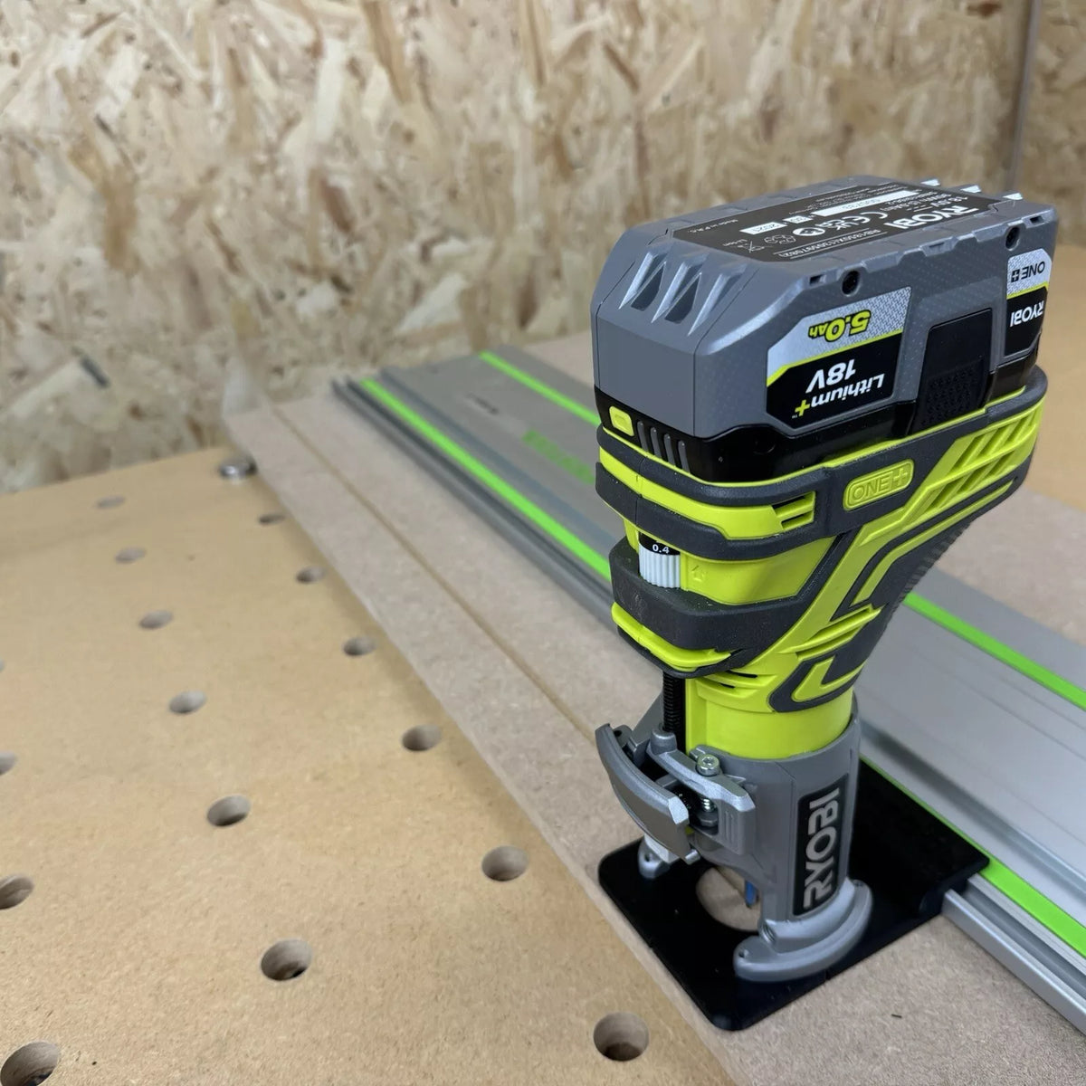 Ryobi Router Using Guide Rail Ryobi R18TR-0 ONE+ Trim Router Guide Rail Adaptor for Festool Guide Ra ...