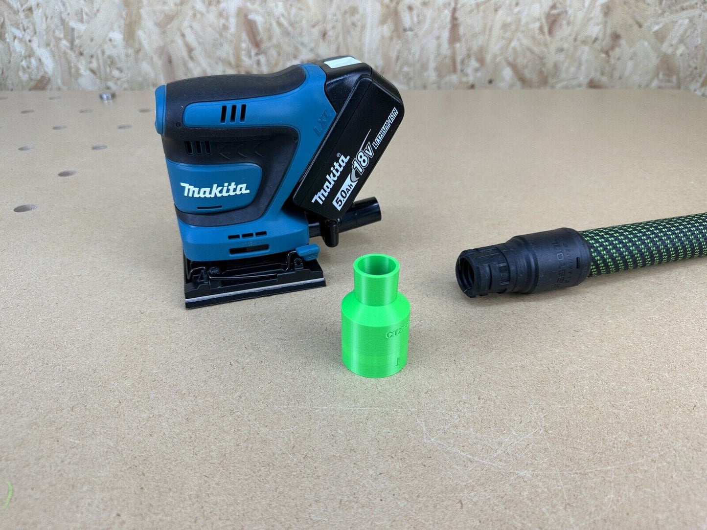 Makita 18v Finishing Sander dust hose adaptor to Festool 27mm Cleantec DBO480Z