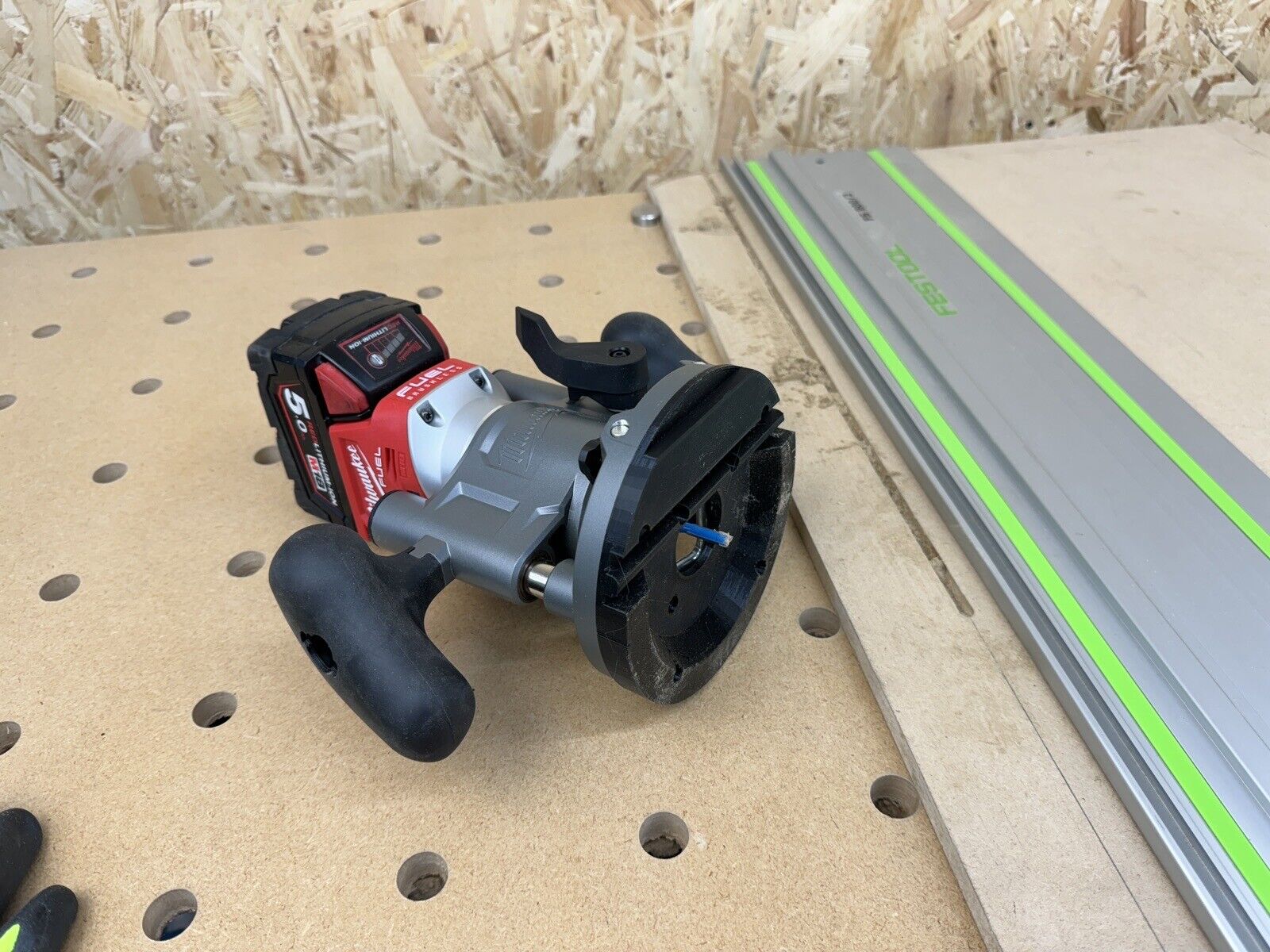Milwaukee M18 1/4 Plunge Router Guide Rail Adaptor to Festool Guide Ra ...