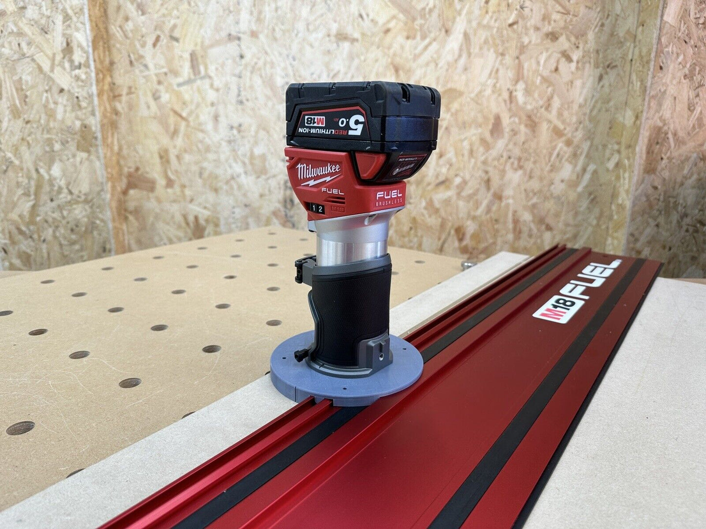 Milwaukee M18 Plunge RouterGuide Rail Adaptor to Milwaukee Guide Rail