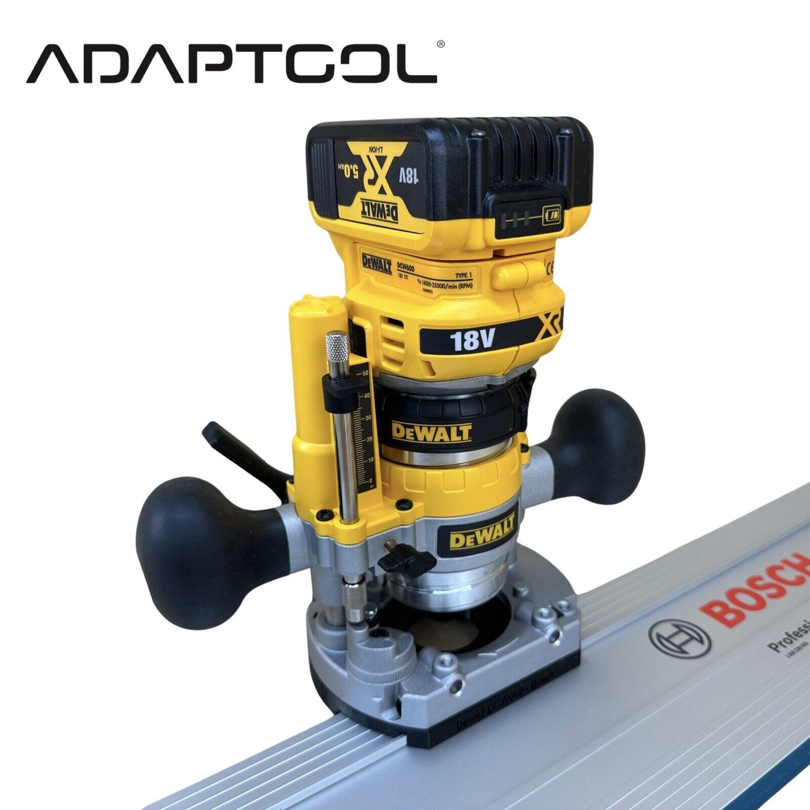 Dewalt Cordless Router Plunge Base Guide Rail Adapter to Bosch Saw Tra ...