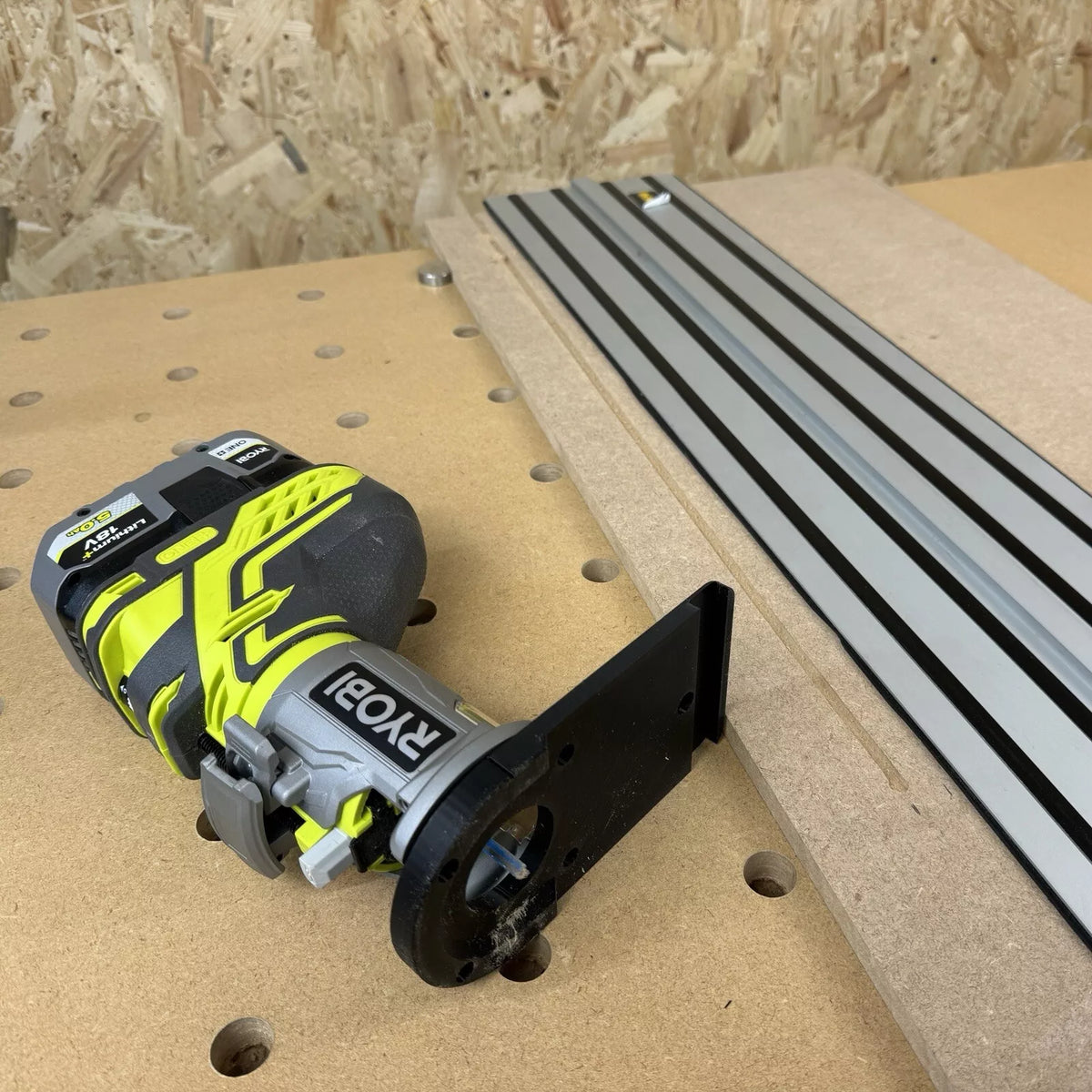 Ryobi Router Using Guide Rail Ryobi R18TR-0 ONE+ Trim Router Guide Rail Adaptor for Dewalt Guide Rai ...