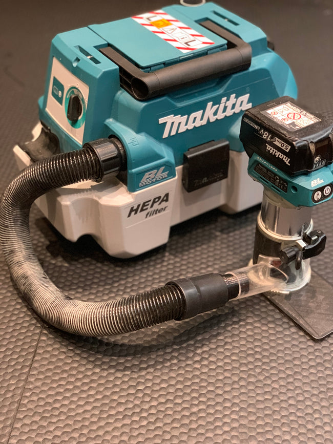 Makita DVC750L vacuum extractor hose adaptor to Makita DRT50 Router