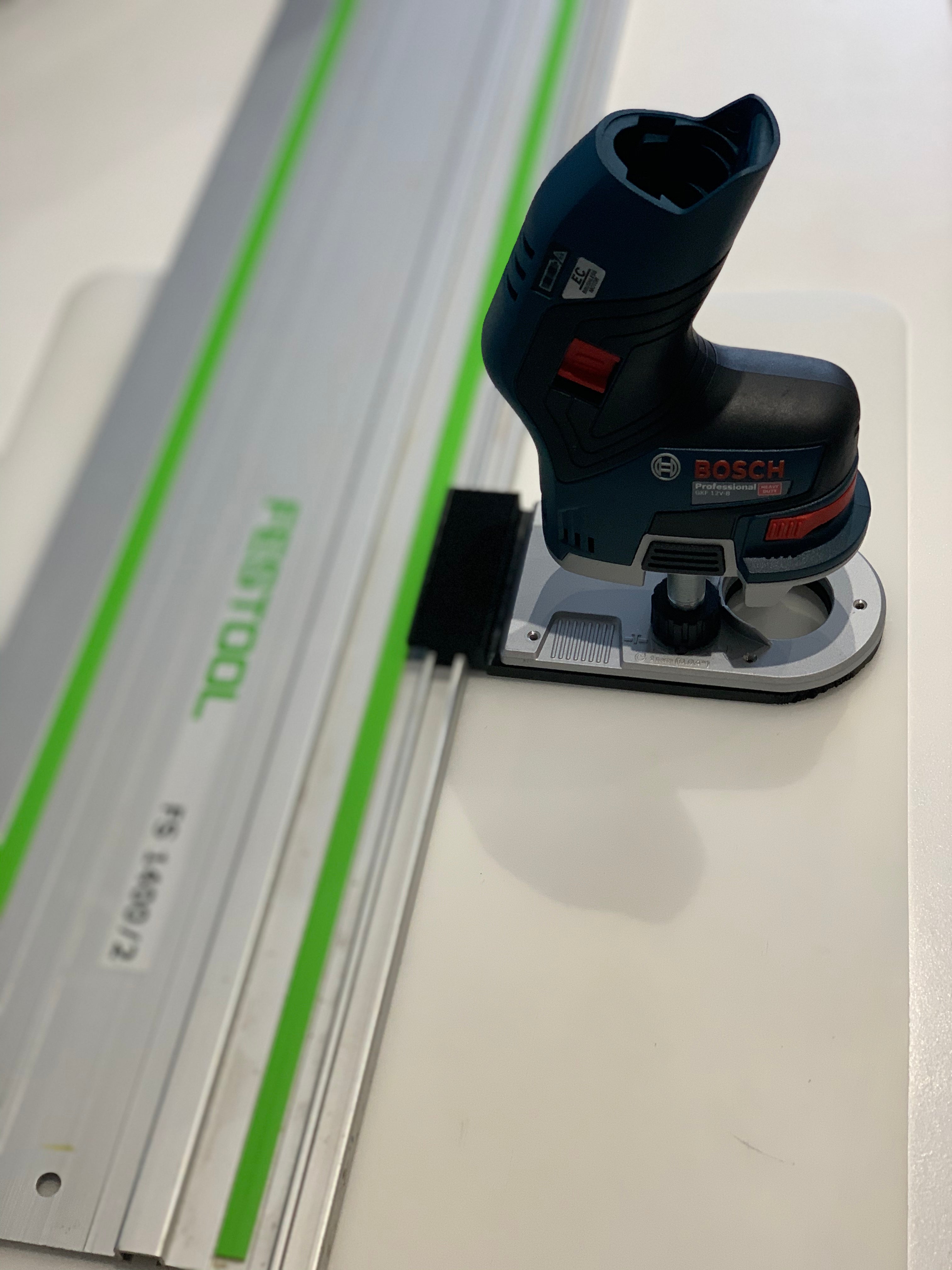 Bosch 12v Router to Festool Track Adaptor – Adaptool