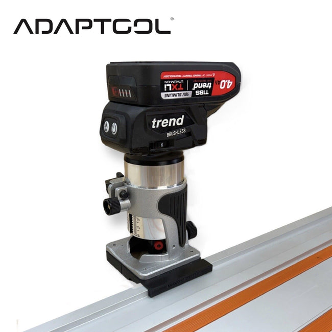 Trend T18S/R14K1 18v Router Guide Rail Adaptor To Evolution Plunge Saw Track