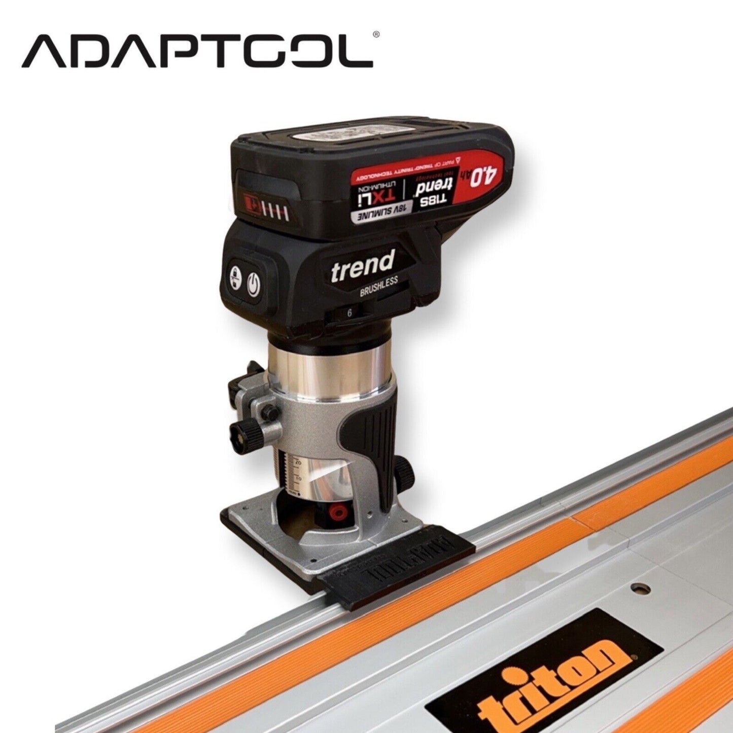 Trend T18S/R14K1 18v Router Guide Rail Adaptor To Triton Plunge saw track