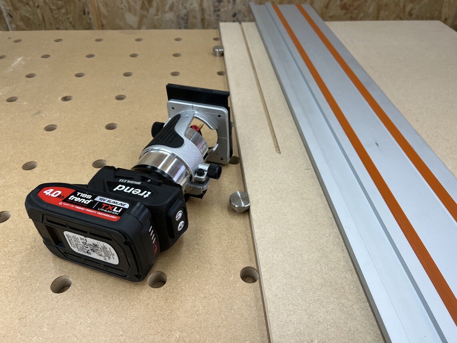 Trend T18S/R14K1 18v Router Guide Rail Adaptor To Evolution Plunge Saw ...