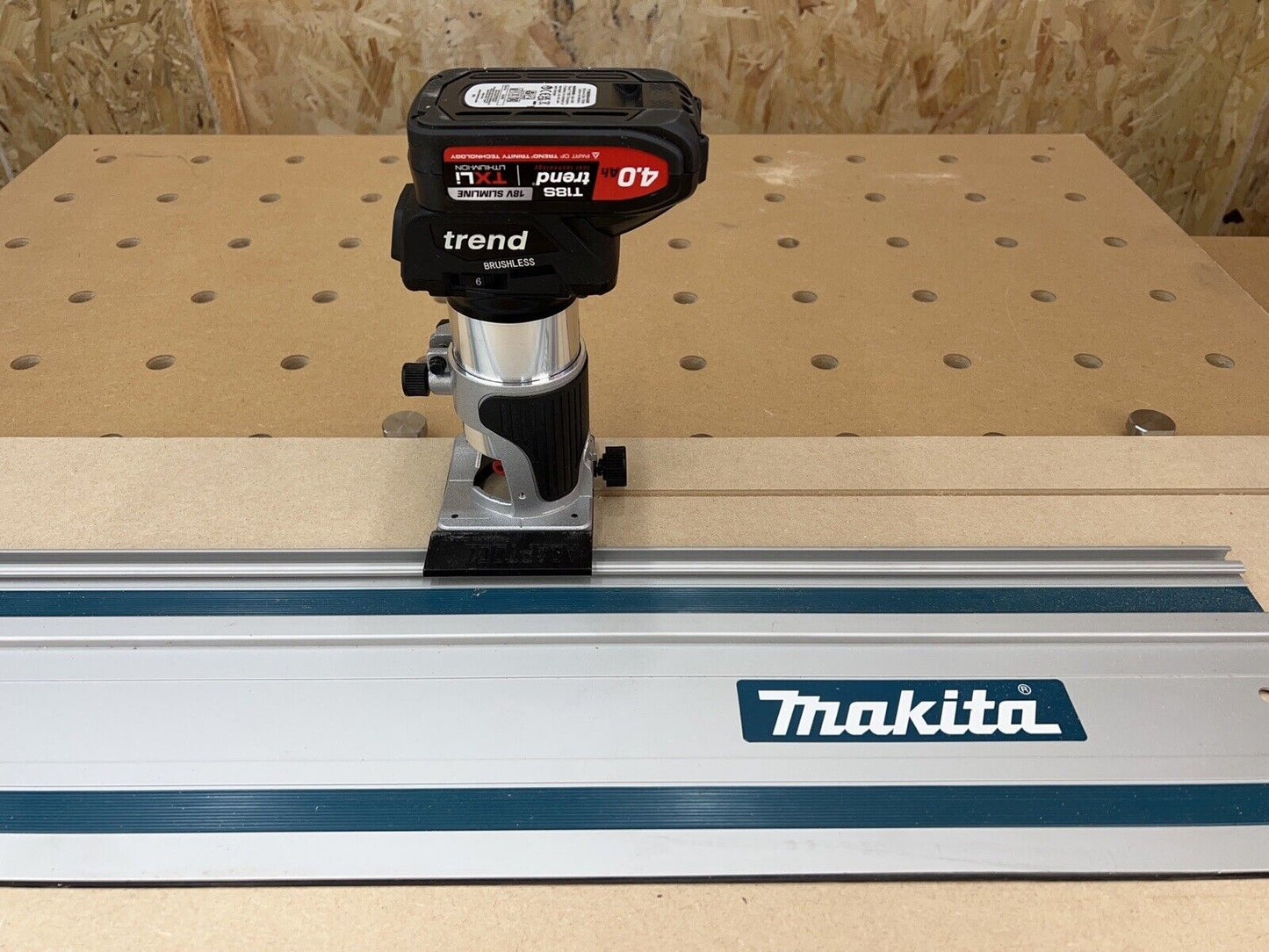 Trend T18S/R14K1 18v Router Guide Rail Adaptor To Makita Plunge Saw Track