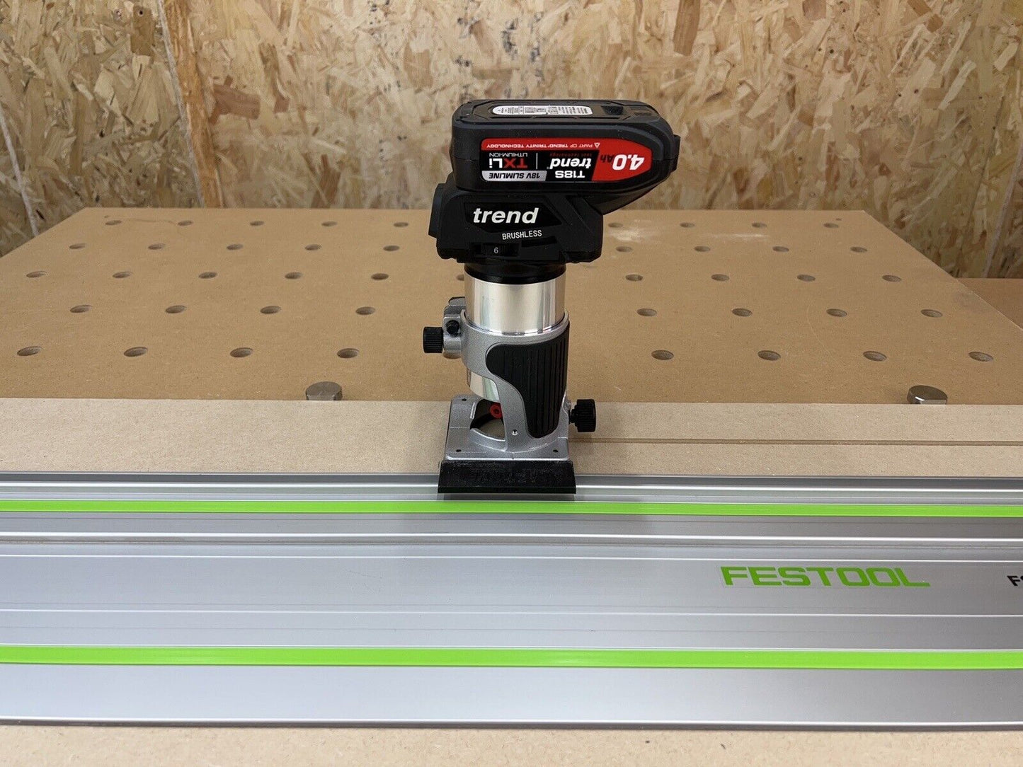 Trend T18S/R14K1 18v Router Guide Rail Adaptor To Festool Plunge saw track