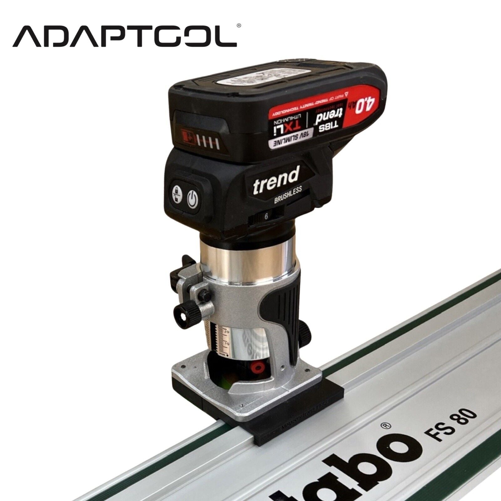 Trend T18S/R14K1 18v Router Guide Rail Adaptor To Metabo Plunge Saw Tr ...