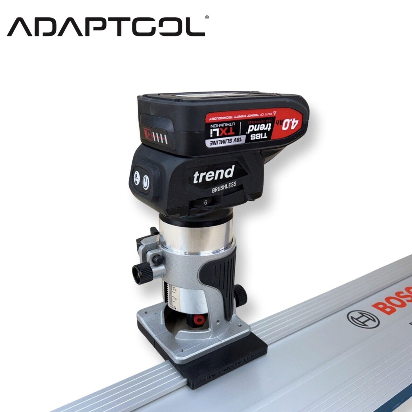 Trend T18S/R14K1 18v Router Guide Rail Adaptor To Bosch FSN Plunge Saw Track