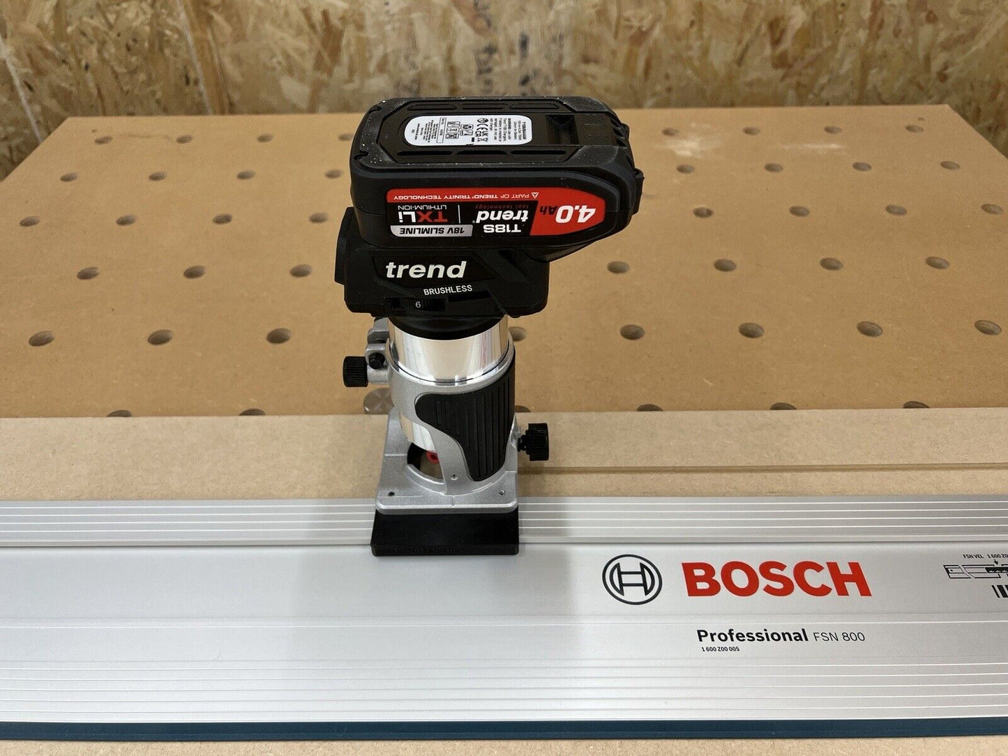 Trend T18S/R14K1 18v Router Guide Rail Adaptor To Bosch FSN Plunge Saw Track