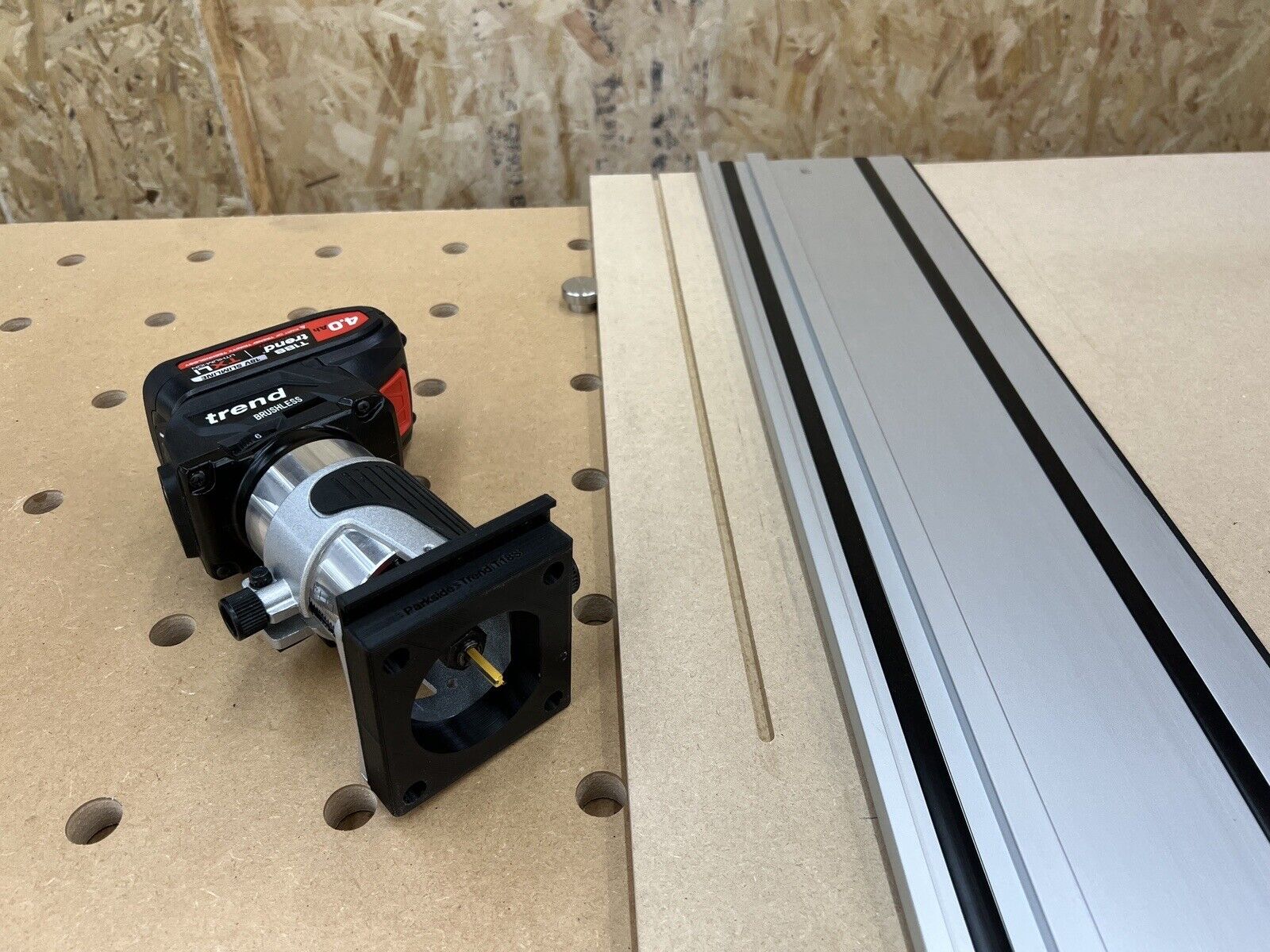 Trend T18S/R14K1 18v Router Guide Rail Adaptor To Parkside Plunge Saw ...