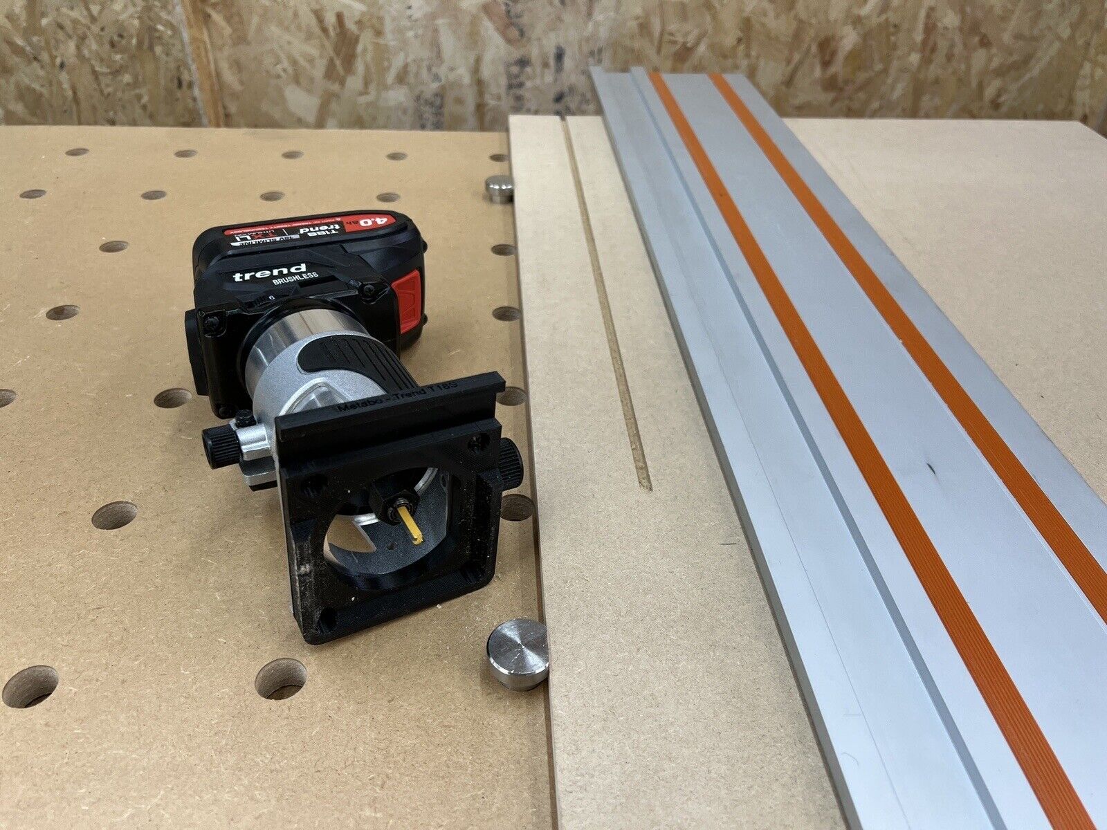 Trend T18S/R14K1 18v Router Guide Rail Adaptor To Evolution Plunge Saw ...