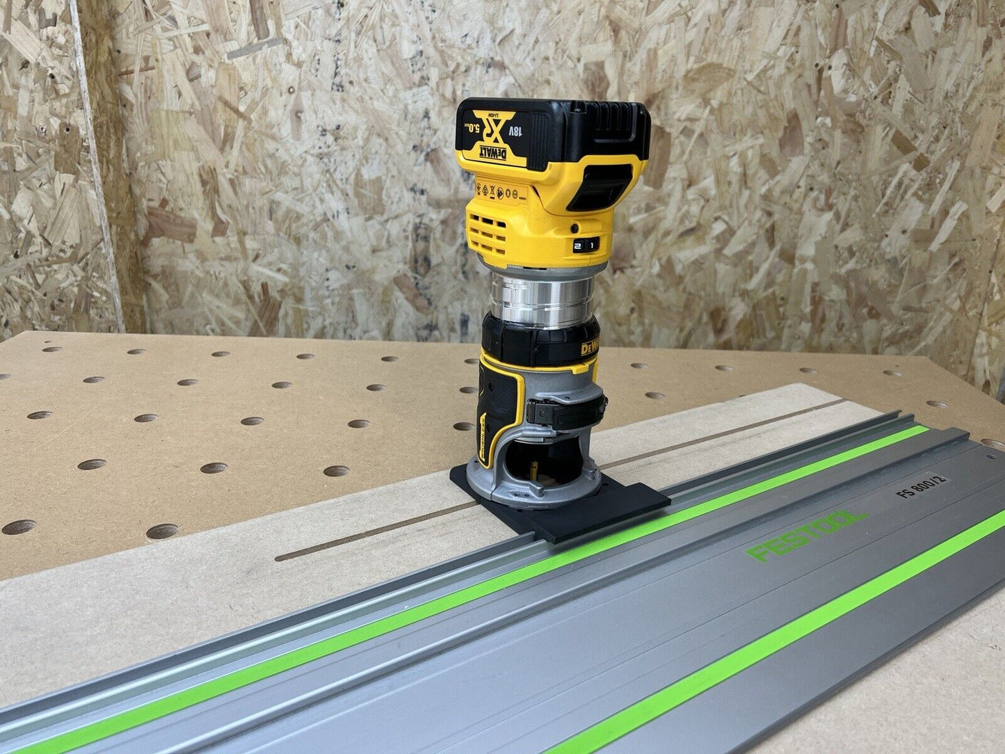 Dewalt DCW600 & DWP611 Router Guide Adaptor to Festool Track