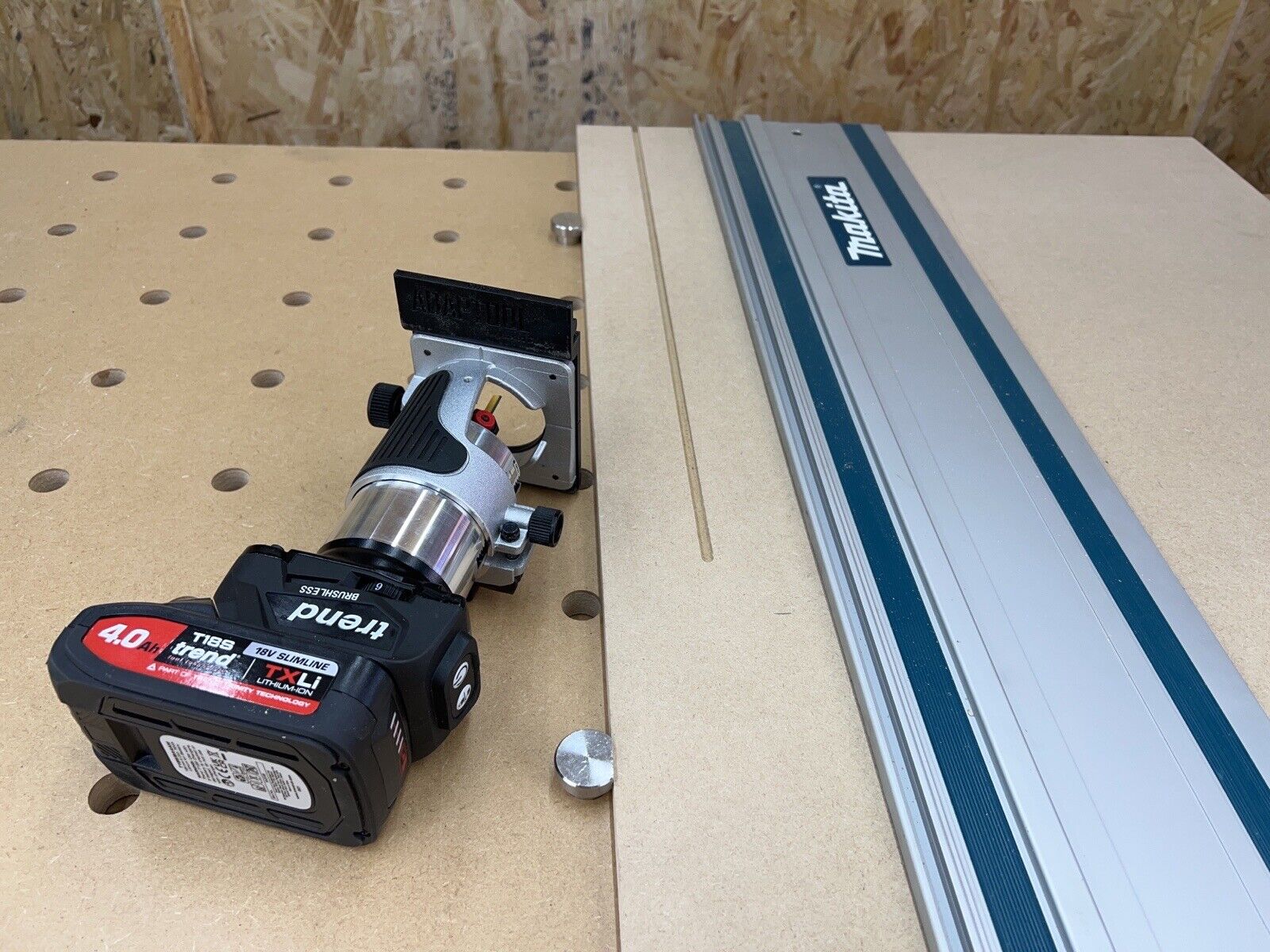 Trend T18S/R14K1 18v Router Guide Rail Adaptor To Makita Plunge Saw Tr ...