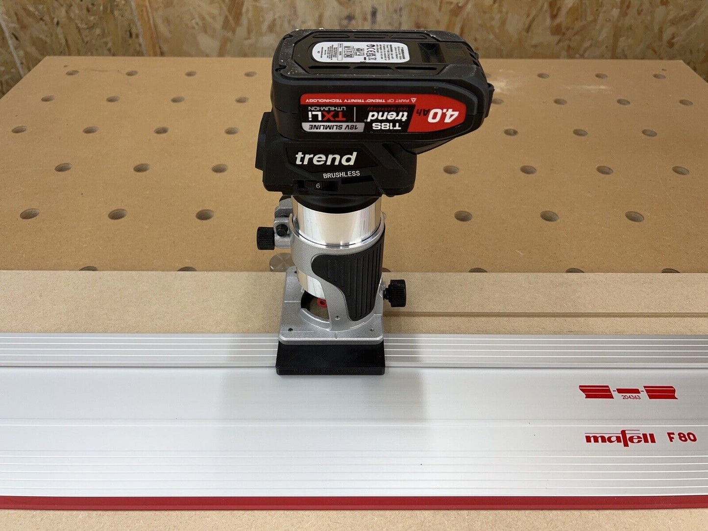 Trend T18S/R14K1 18v Router Guide Rail Adaptor To Mafell Plunge Saw Track.