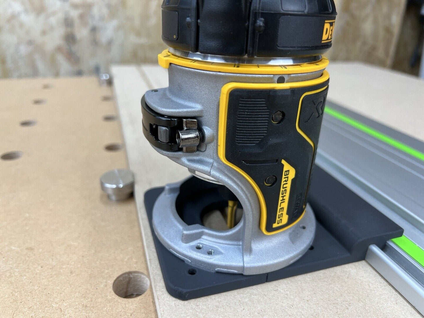 Dewalt DCW600 & DWP611 Router Guide Adaptor to Festool Track